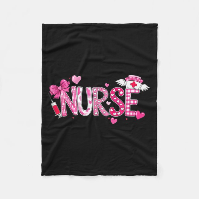 Valentines Day Nurse Graphic Nk Patterns For Woman Fleece Blanket (Front)