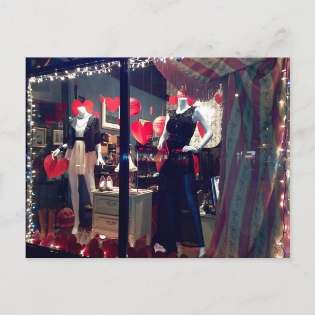 Valentine's Day NYC Boutique Window Postcard (Front)