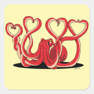 Valentine's Day Octopus Hearts Sticker