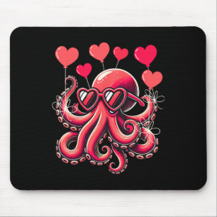 Valentines Day Octopus With Heart Bylloons Octopus Mouse Mat