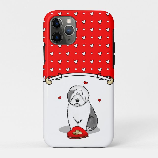 Valentine's Day Old English Sheepdog Grey 1 Cute Case-Mate iPhone Case (Back)