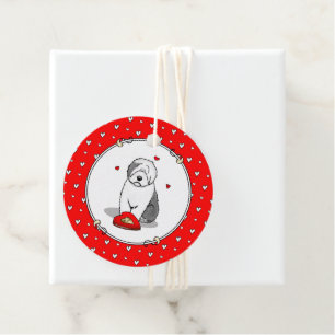 Valentine's Day Old English Sheepdog Grey 1 Cute Favour Tags
