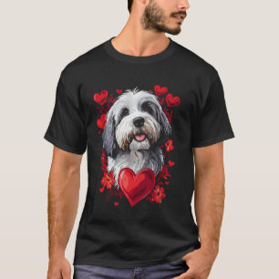 Valentine's Day Old English Sheepdog Vector T-Shirt