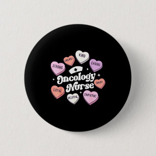 Valentines Day Oncology Nurse Cancer Suprt Groovy  6 Cm Round Badge