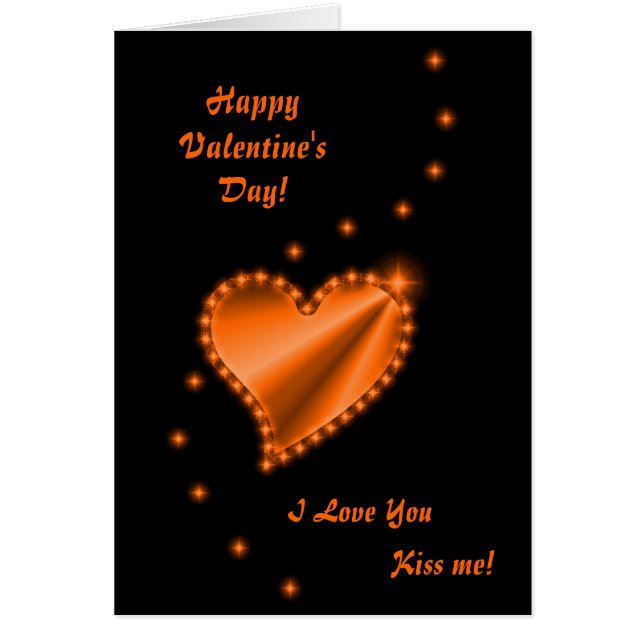 Valentine's Day  - orange Rainbow heart on black (Front)