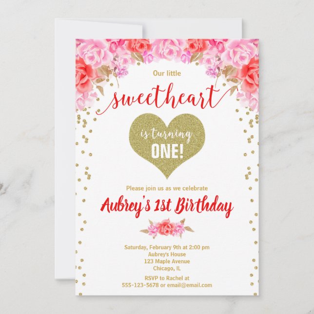 Valentine's Day our little sweetheart birthday Invitation (Front)