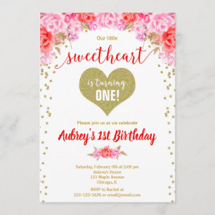 Valentine's Day our little sweetheart birthday Invitation