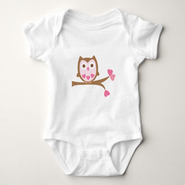 Valentines Day Owl Baby Bodysuit (Front)
