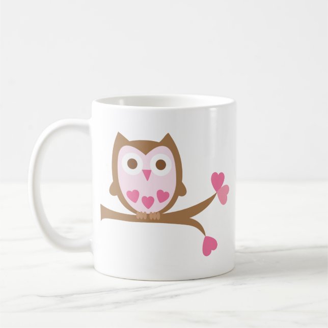 Valentines Day Owl Coffee Mug (Left)