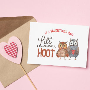 Valentine's Day Owl Pun Let's Have a Hoot Card