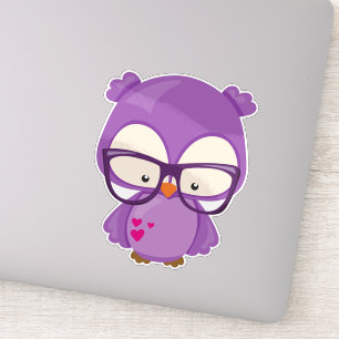 Valentine's Day Owl, Purple Owl, Glasses, Hearts