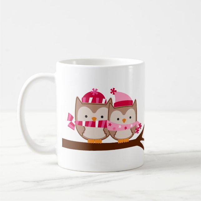 Valentines Day Owls Coffee Mug (Left)