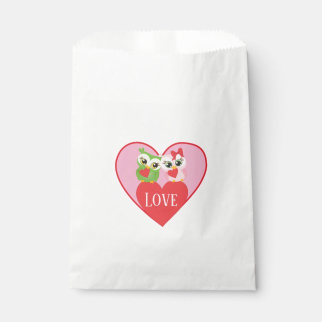 Valentines Day Owls in Love Favour Bags (Front)
