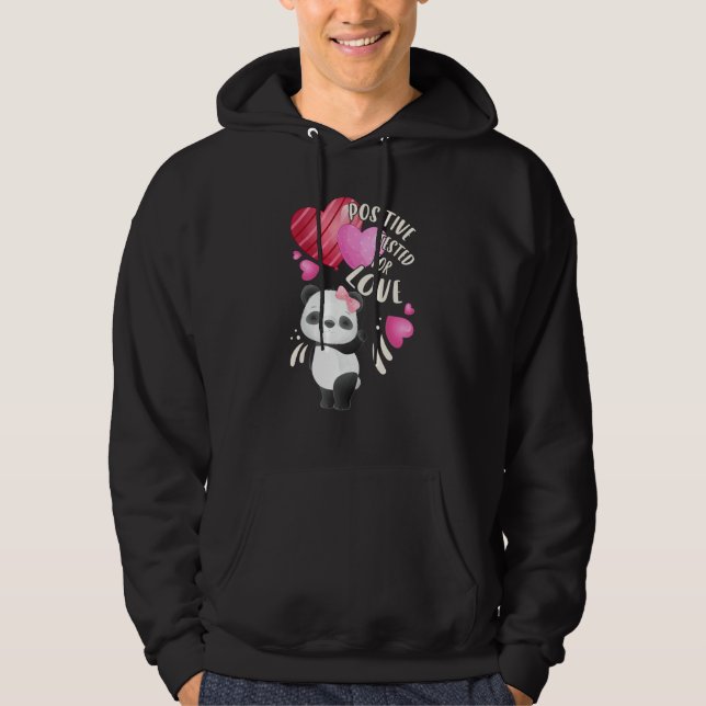 Valentine's day panda bear with hearts hoodie (Front)