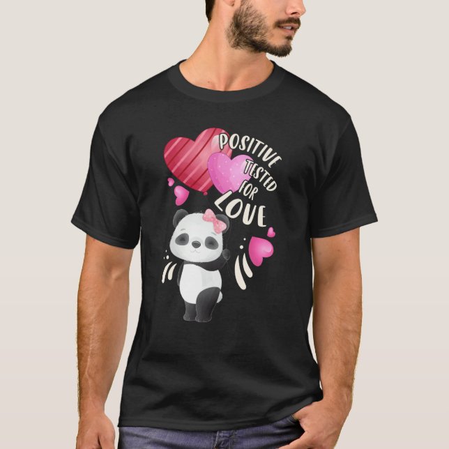 Valentine's day panda bear with hearts T-Shirt (Front)