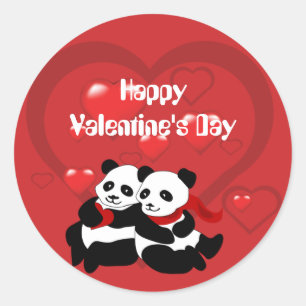 Valentine's Day Panda Heart Small Sticker