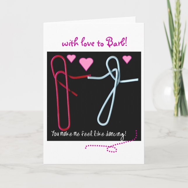 Valentine's Day paper clip dance -customise! Holiday Card (Front)