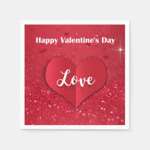 Valentine's Day Paper Heart Glitter Paper Napkin