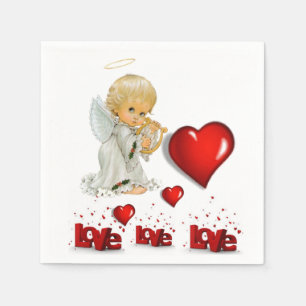 Valentine's Day Paper Napkins, Angel Napkin