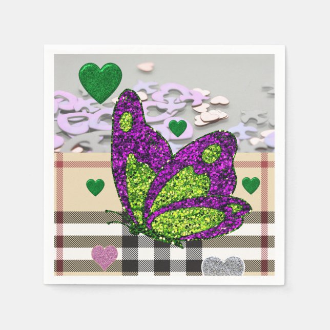 Valentine's Day Paper Napkins, Butterfly Napkin (Front)