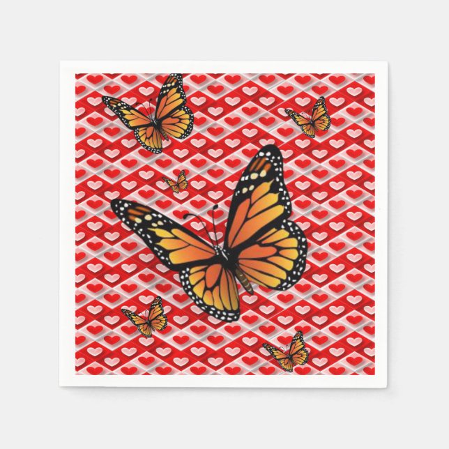Valentine's Day Paper Napkins, Butterfly Napkin (Front)