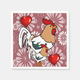 Valentine's Day Paper Napkins, Chicken Napkin
