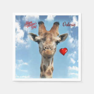 Valentine's Day Paper Napkins Giraffe