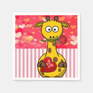 Valentine's Day Paper Napkins, Giraffe Napkin
