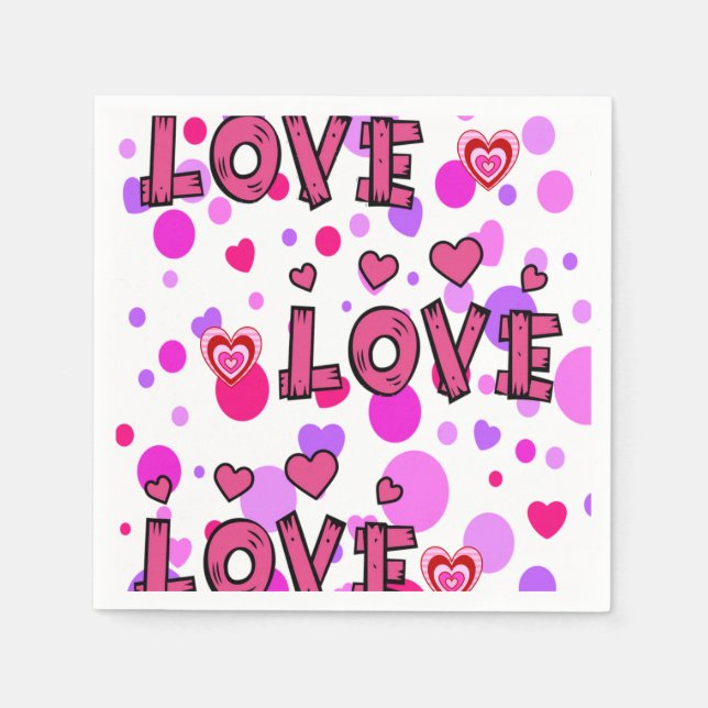 Valentine's Day Paper Napkins, Love Napkin (Front)
