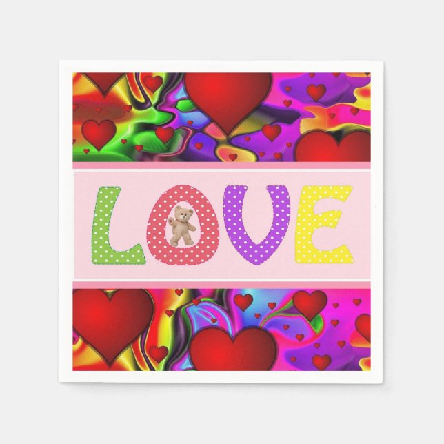 Valentine's Day Paper Napkins, Love Napkin (Front)