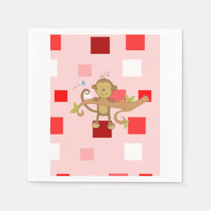 Valentine's Day Paper Napkins, Monkey Napkin