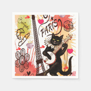 Valentine's Day Paper Napkins, Paris France Napkin