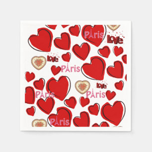 Valentine's Day Paper Napkins, Paris France Napkin