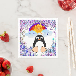 Valentine's Day Paper Napkins, Penguin Hearts Napkin