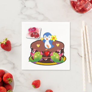 Valentine's Day Paper Napkins, Penguin Hearts Napkin