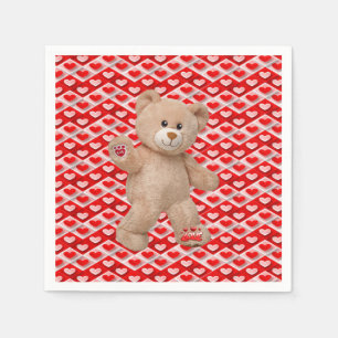 Valentine's Day Paper Napkins, Teddy Bear Napkin