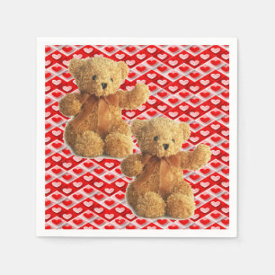 Valentine's Day Paper Napkins, Teddy Bear Napkin
