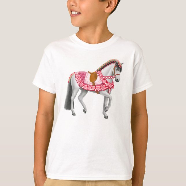 Valentines Day Parade Horse Kids T-Shirt (Front)