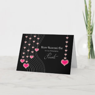 Valentine's Day - Parents - Black/Pink Hearts Holiday Card