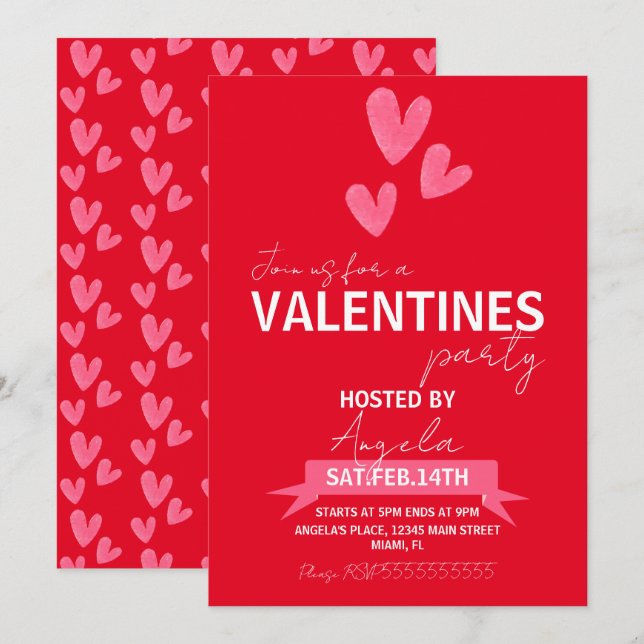 Valentines Day Party Event Business Corporate  Invitation (Front/Back)
