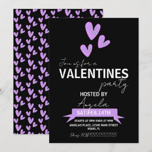 Valentines Day Party Event Watercolor Heart Invitation