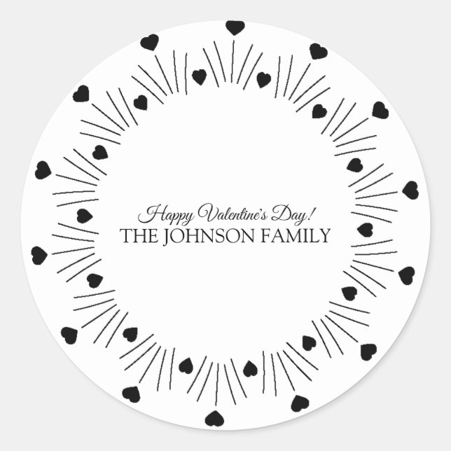 Valentines Day Party Hand Drawn Hearts Circular Classic Round Sticker (Front)