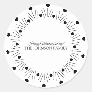 Valentines Day Party Hand Drawn Hearts Circular Classic Round Sticker