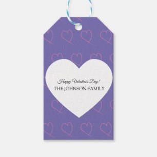 Valentines Day Party Hand Drawn Hearts Purple Gift Tags