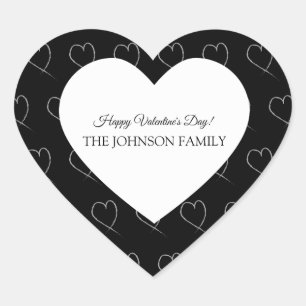 Valentines Day Party Hand Drawn Hearts White Grey Heart Sticker