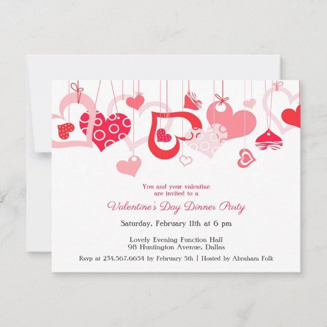 Valentine's Day Party Invitation Flat Card (Front)