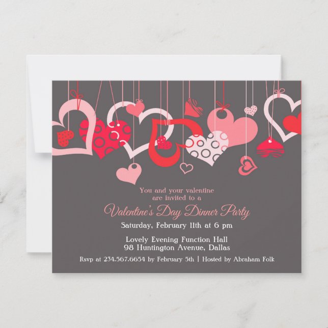 Valentine's Day Party Invitation Flat Card (Front)