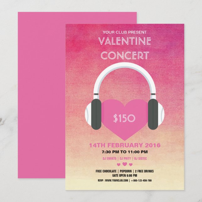 Valentine's Day Party Invitation Flyer (Front/Back)