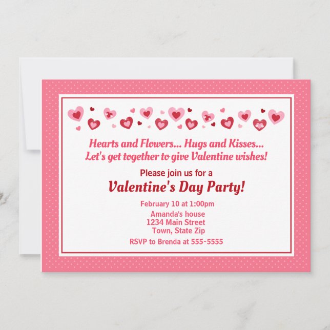 Valentine's Day Party Invitation, Kid Heart Invitation (Front)