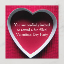 Valentines Day Party Invitation Red Heart Design